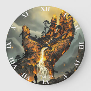 Fantasy Niedlich Fire Lava Hand Große Wanduhr