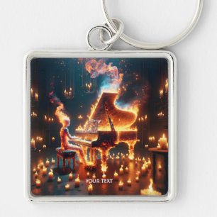 Fantasy Niedlich Fire Piano Schlüsselanhänger