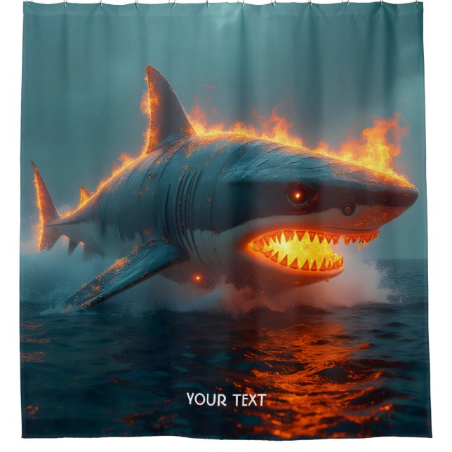 Fantasy Niedlich Fire Sharing Sea Duschvorhang (Vorderseite)