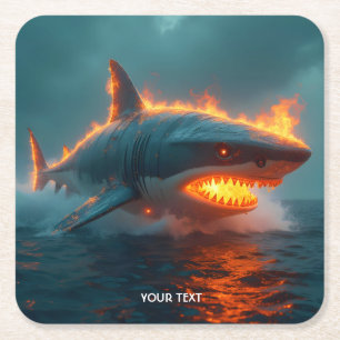 Fantasy Niedlich Fire Sharing Sea Rechteckiger Pappuntersetzer