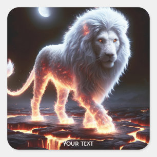 Fantasy Niedlich Flames Smoke Lion Quadratischer Aufkleber