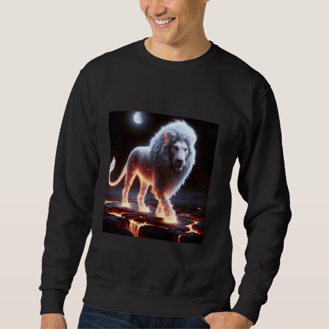 Fantasy Niedlich Flames Smoke Lion Sweatshirt (Vorderseite)