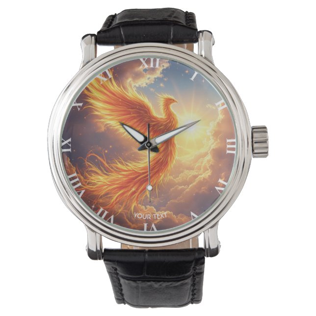 Fantasy Niedlich Flaming Phoenix Steigung Armbanduhr (Vorderseite)