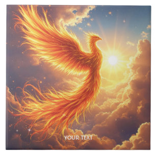 Fantasy Niedlich Flaming Phoenix Steigung Fliese
