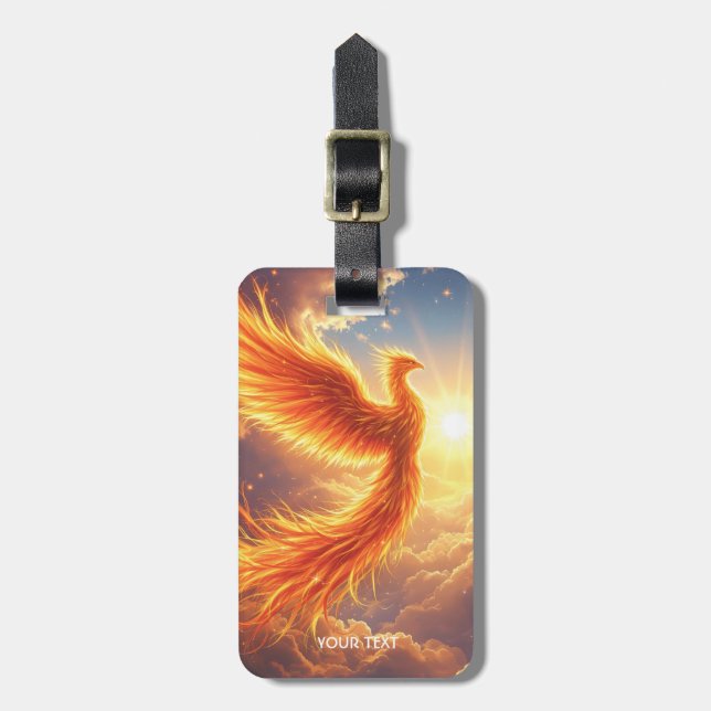 Fantasy Niedlich Flaming Phoenix Steigung Gepäckanhänger (Vorderseite vertikal)