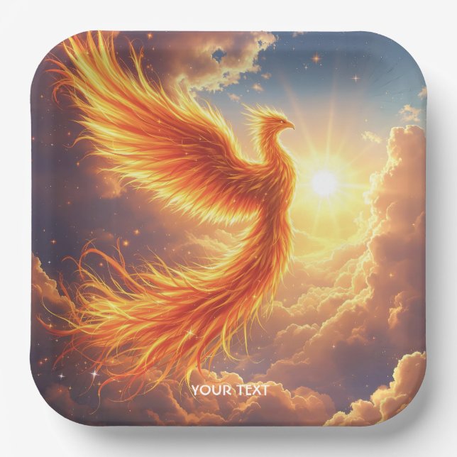 Fantasy Niedlich Flaming Phoenix Steigung Pappteller (Vorderseite)