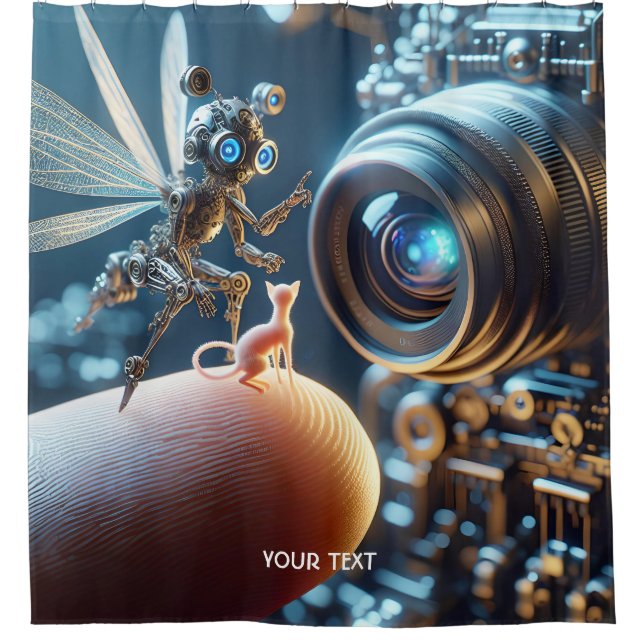 Fantasy Niedlich Fly Robot Finger Duschvorhang (Vorderseite)