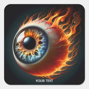 Fantasy Niedlich Flying Eye Fire Quadratischer Aufkleber