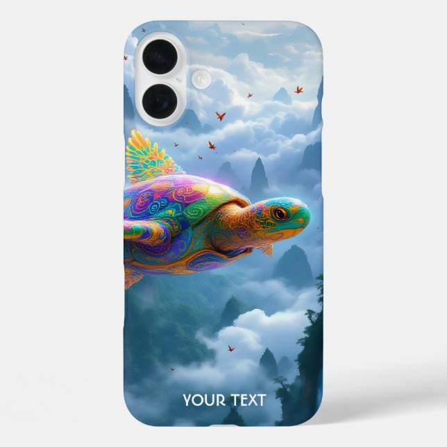 Fantasy Niedlich Flying Rainbow Turtle iPhone 16 Plus Hülle (Rückseite)