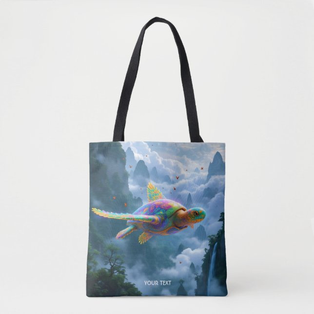 Fantasy Niedlich Flying Rainbow Turtle Tasche (Vorderseite)