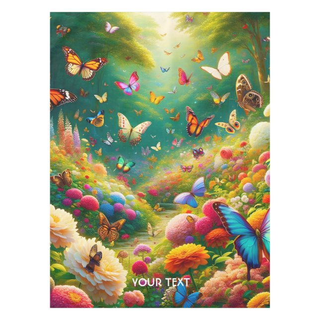 Fantasy Niedlich Forest Blume Schmetterlinge Tischdecke (Vorderseite)