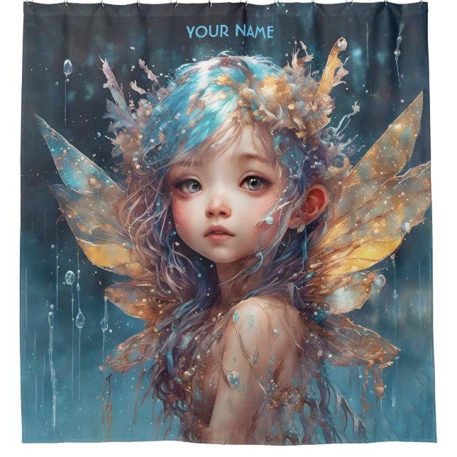 Fantasy Niedlich Forest Rainy Fairy Duschvorhang (Vorderseite)