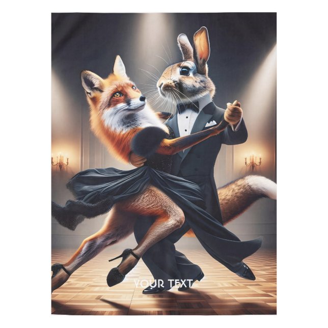 Fantasy Niedlich Fox Rabbit Tango Tischdecke (Vorderseite)