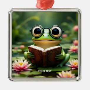 Fantasy Niedlich Frog Glassbook Ornament Aus Metall
