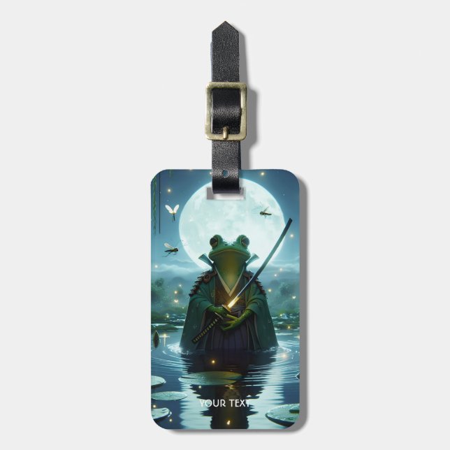 Fantasy Niedlich Frog Samurai Katana Gepäckanhänger (Vorderseite vertikal)