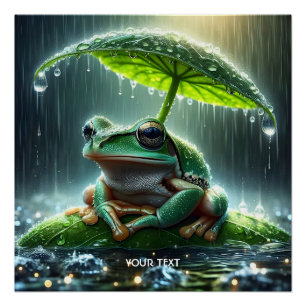 Fantasy Niedlich Frosch Leaf Umbrella Poster