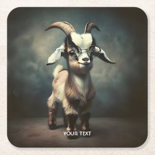 Fantasy Niedlich Funny Baby Goat Rechteckiger Pappuntersetzer