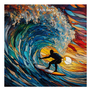 Fantasy Niedlich gestanztes Glas Surfer Poster