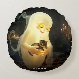 Fantasy Niedlich Ghost Kitten Kerzen Rundes Kissen