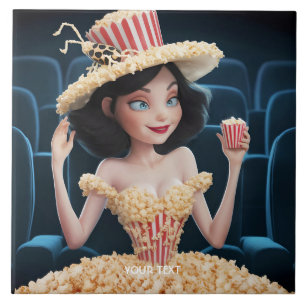 Fantasy Niedlich Girl Cinema Popcorn Fliese