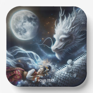 Fantasy Niedlich Girl Dragon Moon Pappteller