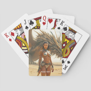 Fantasy Niedlich Girl Dragon Wüste Spielkarten