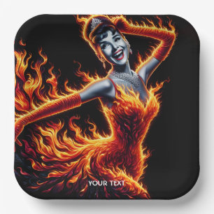 Fantasy Niedlich Girl Fire Dress Pappteller
