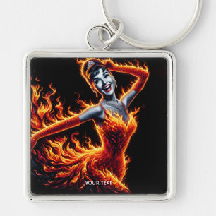 Fantasy Niedlich Girl Fire Dress Schlüsselanhänger