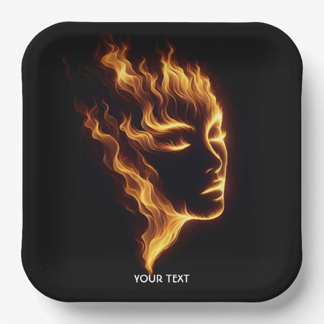 Fantasy Niedlich Girl Flames Feuer Pappteller (Vorderseite)