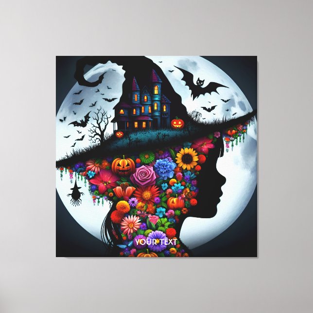 Fantasy Niedlich Girl Hexe Halloween Leinwanddruck (Vorderseite)