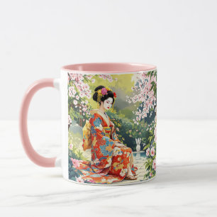 Fantasy Niedlich Girl Kimono Sakura Tasse