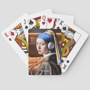 Fantasy Niedlich Girl Pearl Kopfhörer Spielkarten