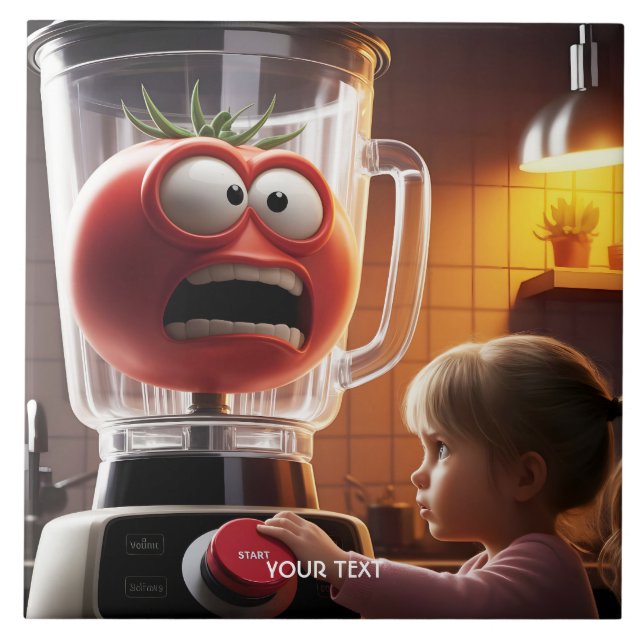 Fantasy Niedlich Girl Tomato Blender Fliese (Vorderseite)