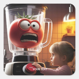 Fantasy Niedlich Girl Tomato Blender Quadratischer Aufkleber