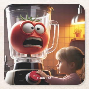 Fantasy Niedlich Girl Tomato Blender Rechteckiger Pappuntersetzer