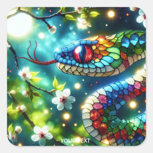 Fantasy Niedlich Glass Radiant Snake Quadratischer Aufkleber
