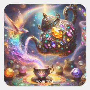 Fantasy Niedlich Glass Tee Kettle Quadratischer Aufkleber