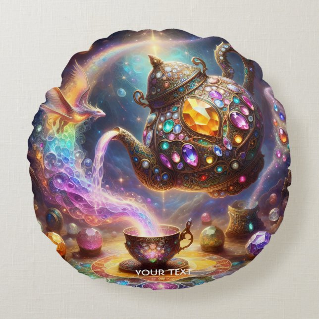 Fantasy Niedlich Glass Tee Kettle Rundes Kissen (Vorderseite)