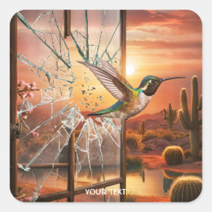 Fantasy Niedlich Glass Wüste Bird Quadratischer Aufkleber