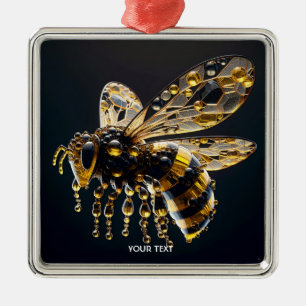 Fantasy Niedlich Glass Yellow Black Bee Ornament Aus Metall