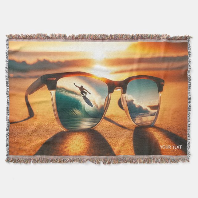 Fantasy Niedlich Glasses Sunset Beach Decke (Vorderseite)