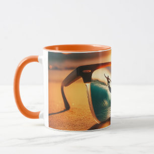 Fantasy Niedlich Glasses Sunset Beach Tasse