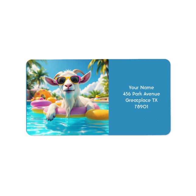 Fantasy Niedlich Goat Float Brille Adressaufkleber (Vorne)