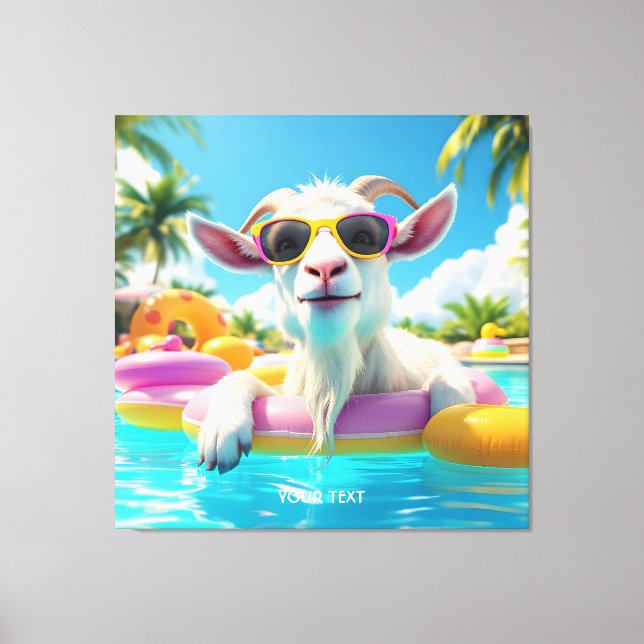 Fantasy Niedlich Goat Float Brille Leinwanddruck (Vorderseite)