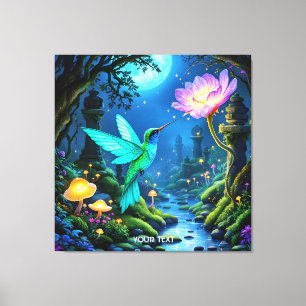 Fantasy Niedlich Green Bird Blume Leinwanddruck