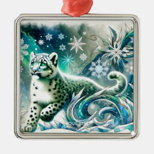 Fantasy Niedlich Green Eyes Leopard Ornament Aus Metall