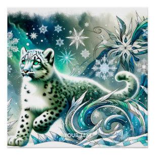 Fantasy Niedlich Green Eyes Leopard Poster