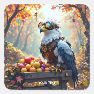 Fantasy Niedlich Griffin Farmstand Tree Quadratischer Aufkleber