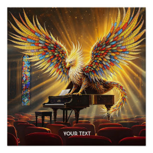 Fantasy Niedlich Griffon Playing Piano Poster