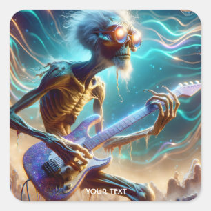Fantasy Niedlich Guitar Strange Player Quadratischer Aufkleber